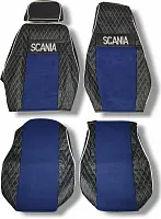 Чехлы на сиденья Scania R,P,G 2004-2014 (Экокожа+ткань / черный-синий) Rusmot 4 000 ₽