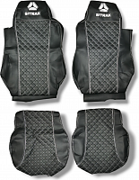 Чехлы на сиденья SITRAK (Экокожа черная / 2 высоких / 2 ремня / белая отстрочка / черная перфорация)  4 950 ₽